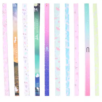 

10 Packs Lucky Star Paper Striped Star Paper Handmade Origami Material Five Point Star Scrapbook Origami Paper Strip (Random)