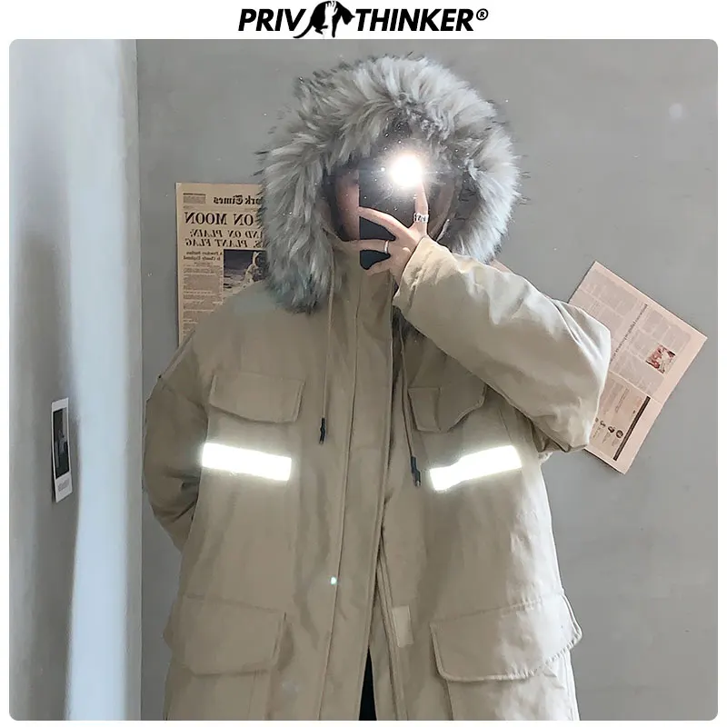 Privathinker уплотненные зимние куртки с карманами, Мужская теплая уличная одежда, мужское длинное пальто, парка, верхняя одежда, мужская верхняя одежда, большие размеры