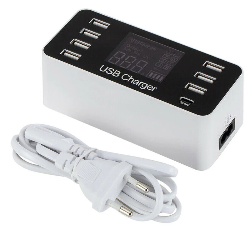 Быстрое зарядное устройство для Xiaomi Cool 8 многопортовый USB адаптер настольное USB зарядное устройство для телефона зарядная станция usb-хаб зарядное устройство светодиодный дисплей
