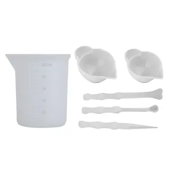 

6 pcs UV Resin Mixing Silicone Cup Mini Silicone Mixing Dish and Stirrers Epoxy Resin DIY Casting Jewelry Craft Tools