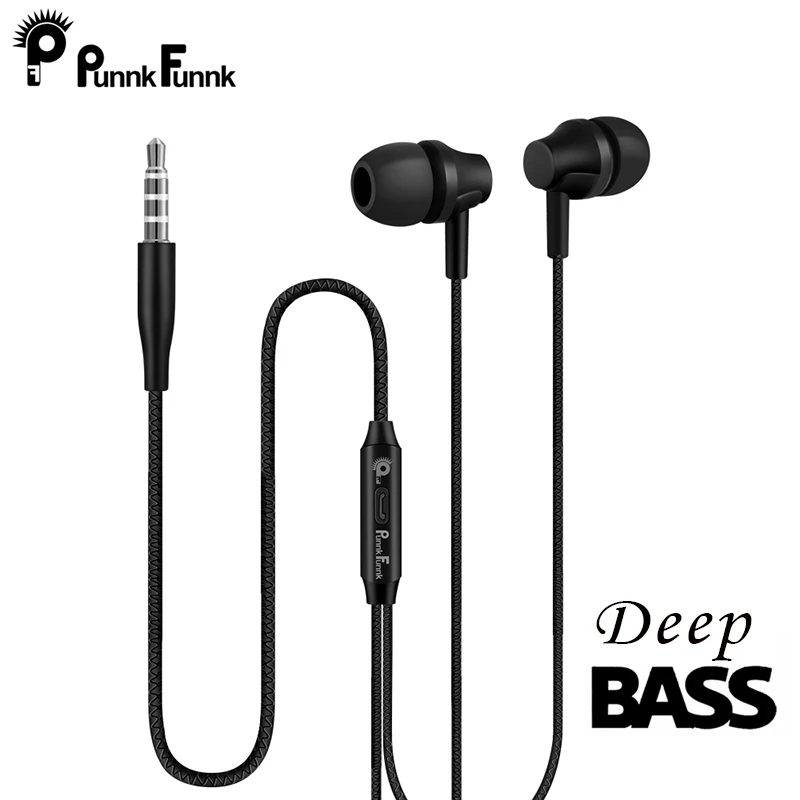

PunnkFunnk Braided Wired Earphones In Ear headset 1.2M Deep Bass Stereo Earbuds W/Mic For iphone samsung huawei xiaomi vivo LG