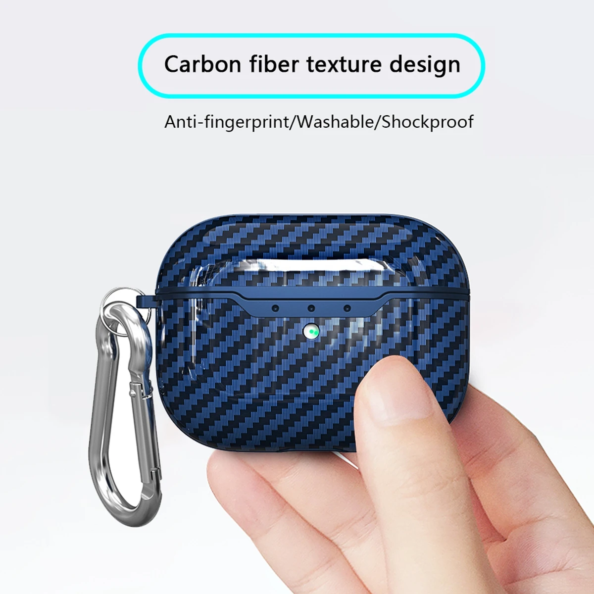 For Apple AirPods Pro Case Carbon Fiber Litchi Grain Wireless Earphone Cover For Airpods 3 Air pods pro Cases with Keychain