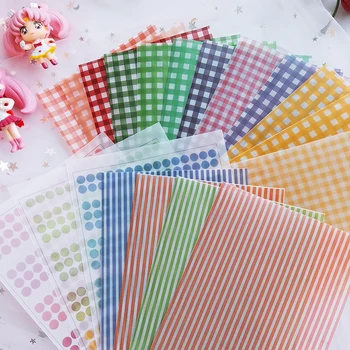

12pcs/Bag Vintage Color Grid Dot Basic Vellum Paper Pattern Pack for Scrapbooking Happy Planner Card Making Junk Journal Project