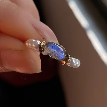 

FFWFF Handmade Natural Stone Crystal 3mm Rose Gold Ring Wedding Engagement Pearl Moonstone Love Rings for Women