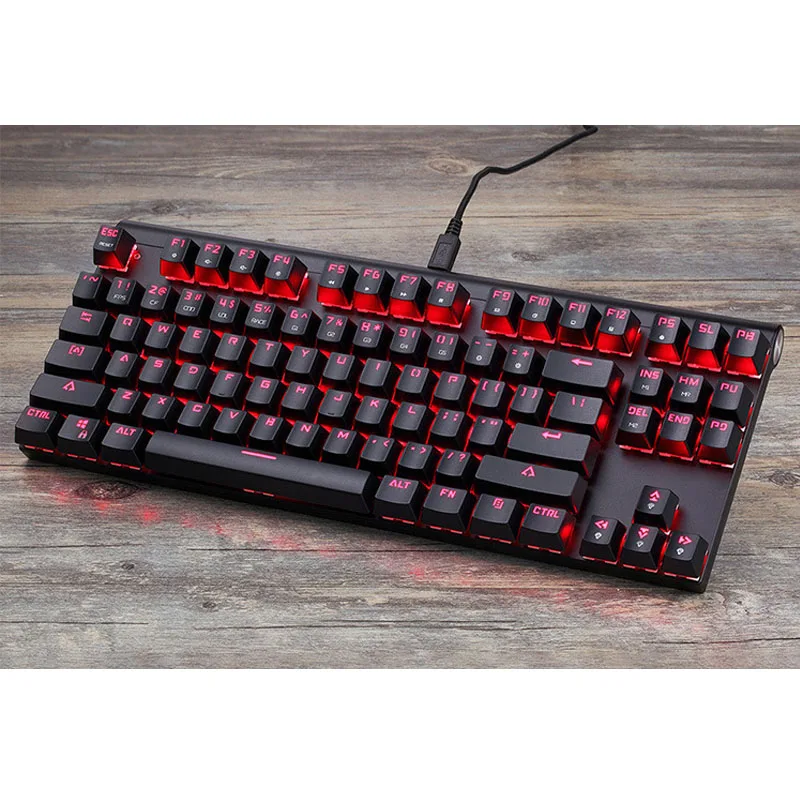 87 клавиш механическая клавиатура Многоцветный RGB подсветкой USB Проводная игровая клавиатура EM88