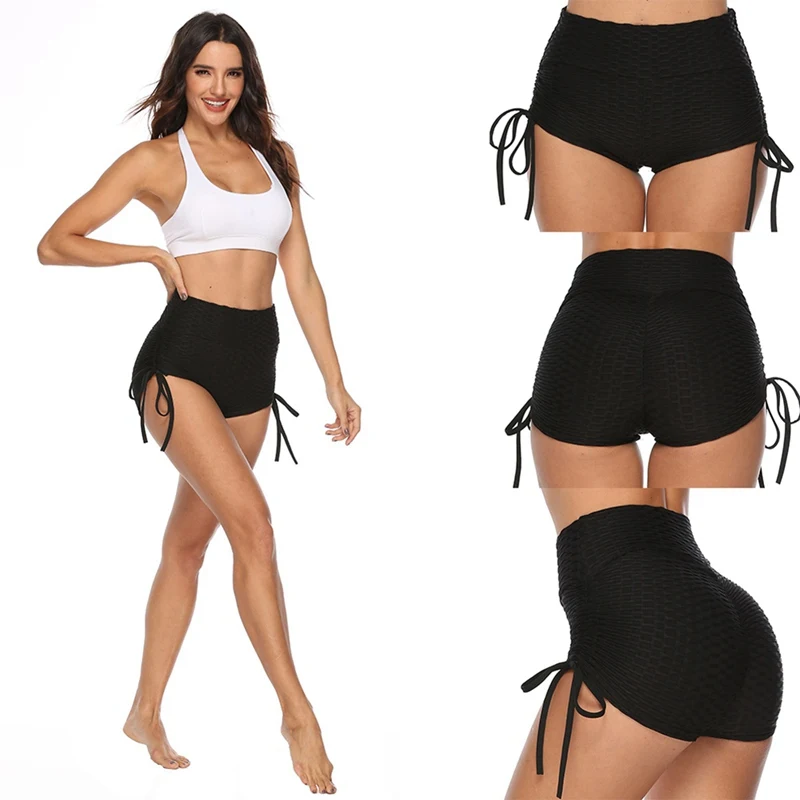 

Yoga Shorts Women Side Drawstrings Butt Lifting Slim Short Pants Safety Knickers Sportswear