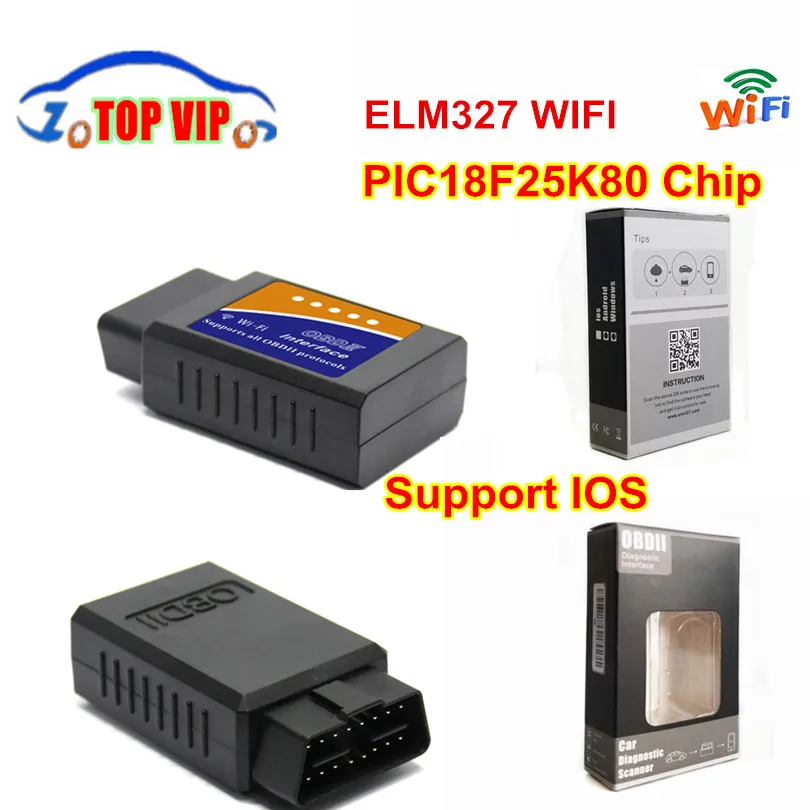 

5pcs ELM327 WIFI V1.5 OBD2 / OBDII Auto Diagnostic Tool PIC18F25K80 Chip ELM 327 WiFi scan Tool for IOS/Android PC hot selling
