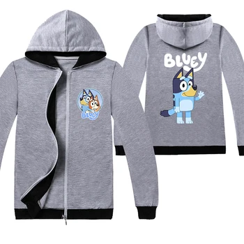 

Bluey Bingo Kids Hoodies Zipper Coat Children Clothing Boys Tops Toddler Girls Sweatshirts Cartoon Puppy Dog Cotton Sport Tops