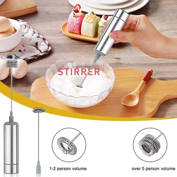 

Portable Stainless Steel Milk Frother Handheld Electric Milk Beater Fancy Coffee Egg Stirrer