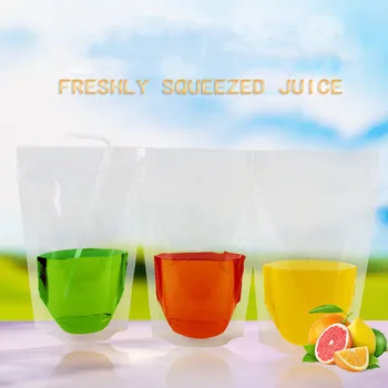 

1000 x 13*20+4cm Clear Beverage Zip Lock Stand Up Bags Portable Take-out Milky Tea Soybean Valve Bag Wrapper