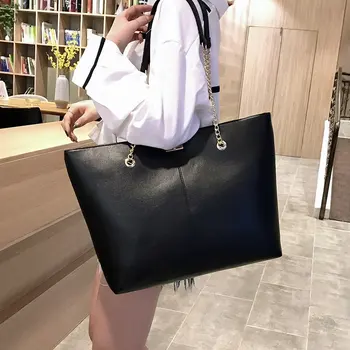 

Women Handbags Luxury Pu Leather Big Black Women Shoulder Bag Ladies 2020 New Dress Women Bags Designer Chains Tote Bag Handbags