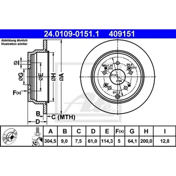 

Rear disc brake Honda CR-V 2.2CTDi 05 ATE 24.0109-0151.1