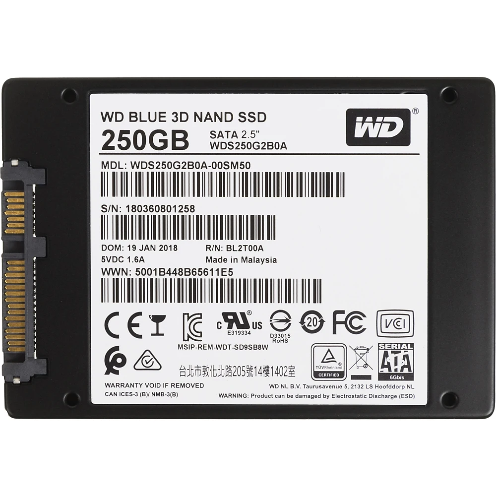 SSD накопитель WD Blue WDS250G2B0A 250Гб