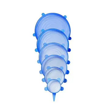 

6PCS/SET Reusable Silicone Bowl Cover Colorful Extensible Silica Gel Multifunctional Stretchable Preservative Lids