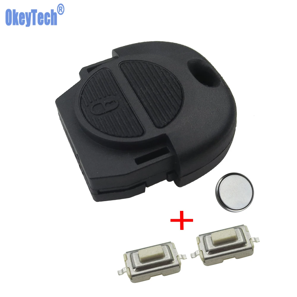 Mejor vendedor  Recambio OkeyTech funda de llave a distancia caso FOB 2 botones con 2 uds interruptores y batería para Nissan Micra Almera Primera X-Trail MR5GQeab