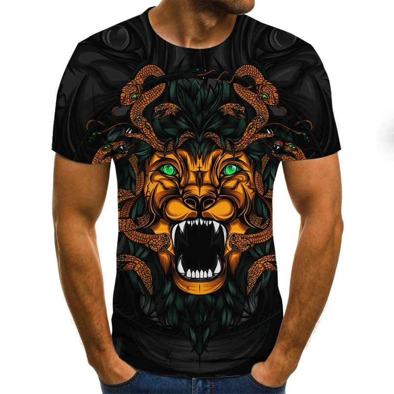 

Painting art gold snake 3D digital print Tshirt summer short-sleeved T Shirt men T-shirt casual round neck breathable Tee shirts