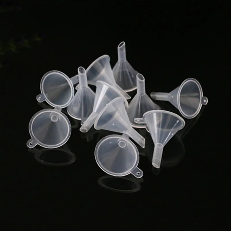 Small Clear Plastic Mini Funnels for Arts & Crafts Supplies by (12 Pack)