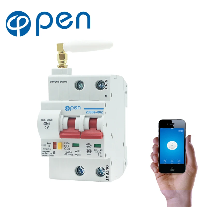 OPEN 2P 20A Remote control Wifi Circuit Breaker /Smart Switch/ Intelligent Automatic Recloser overload short circuit protection
