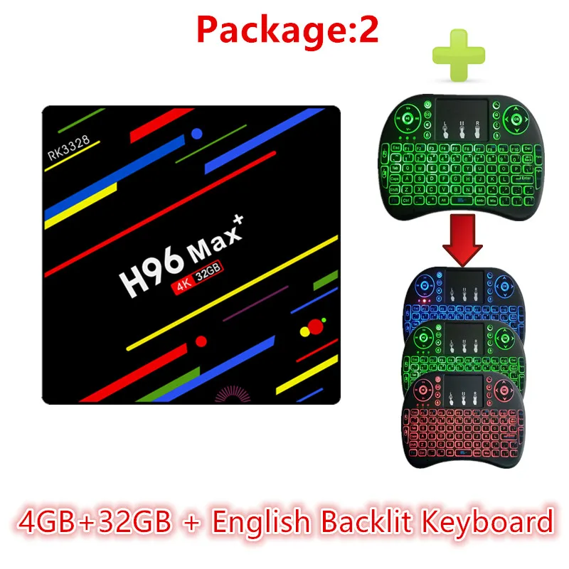 HAAYOT H96 MAX+ ТВ приставка RK3328 Android 9,0 4GB ram 32GB 2,4G WiFi HDMI 4K четырехъядерный Медиаплеер Smart Android Box - Цвет: 4G 32G i8 EN Backlit