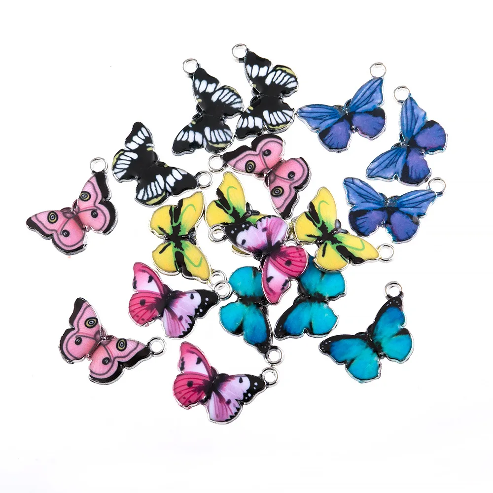 

10pcs Butterfly Pendants Colourful Enamel Butterfly Charms Butterfly Connectors Small Animal Findings DIY Jewellery Making