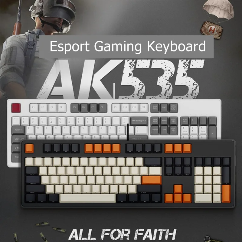Ajazz AK535 PBT 104 ключ USB Проводная Механическая клавиатура настольная клавиатура вишня черный синий коричневый красный ось чисто белый светильник