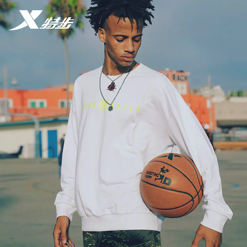 

Xtep Men Basketball Sports Sweater 2019 Autumn New Round Neck Loose Knit Casual Pullover 881329059339