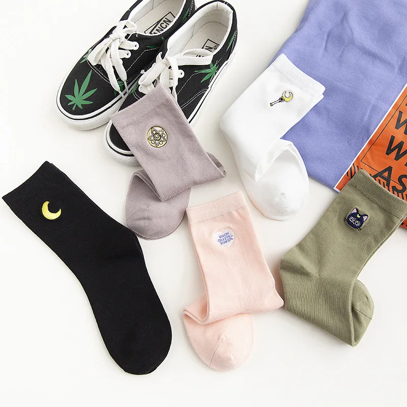

Women Cartoon Character Cotton Socks Art Female Character Patterned Short Cute Socks Hipster Fashion Sailor Moon Socks