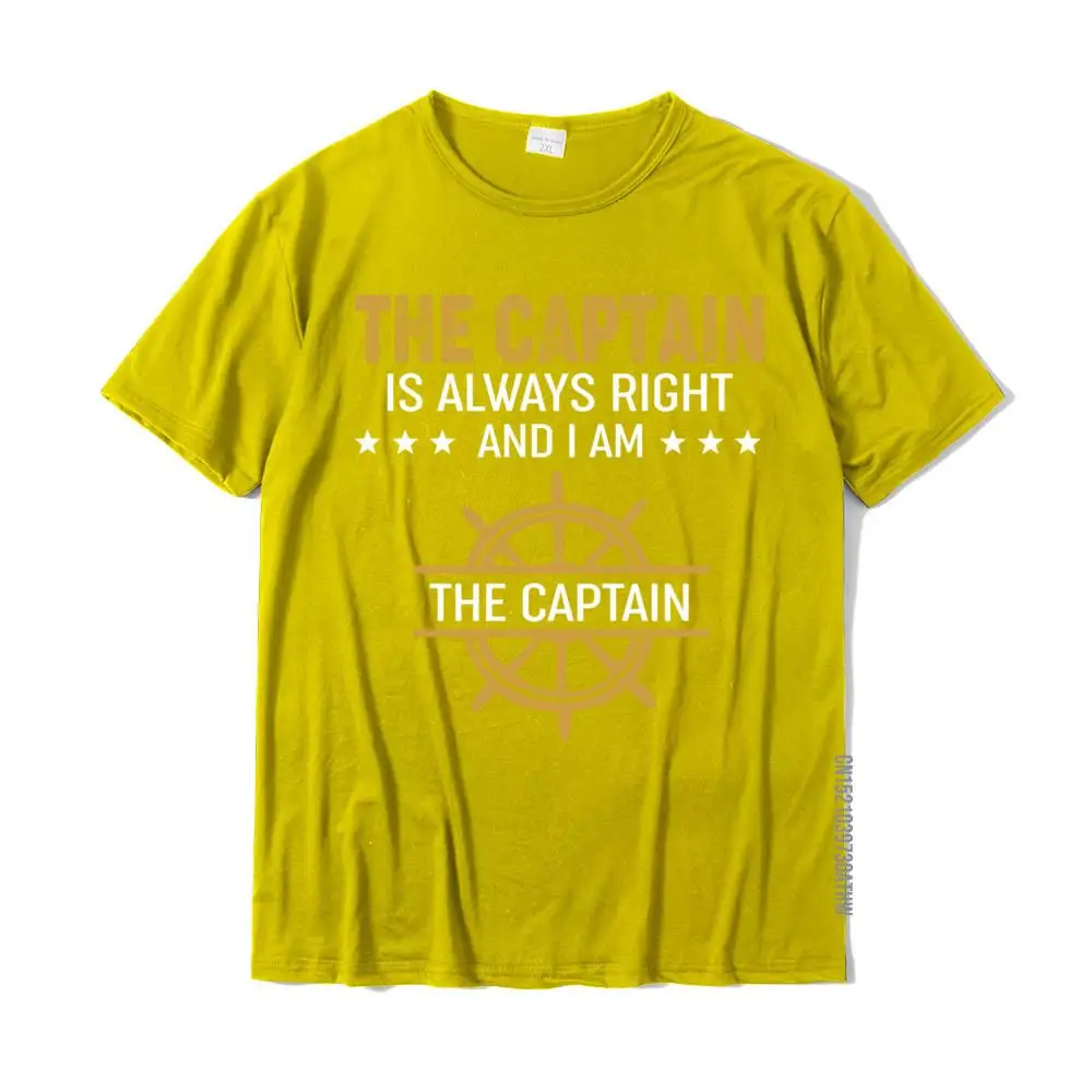 cosie Printed Printing Short Sleeve ostern Day Tops & Tees Family Round Collar All Cotton Tee-Shirt Male T-shirts The Captain Is Always Right And I Am The Captain Pullover Hoodie__MZ19780 yellow