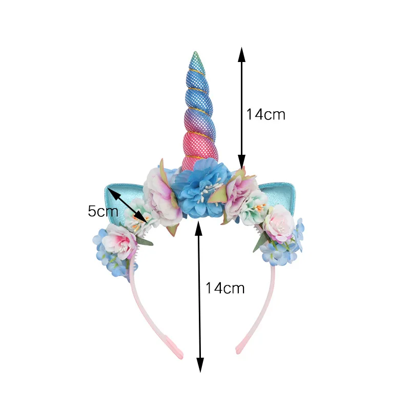 Miss Cute Unicorn Headband Women kids Sweet Flower Unicorn Horn Hair Band Birthday Party handmade fashion Floral Crown Headwear hair band for ladies