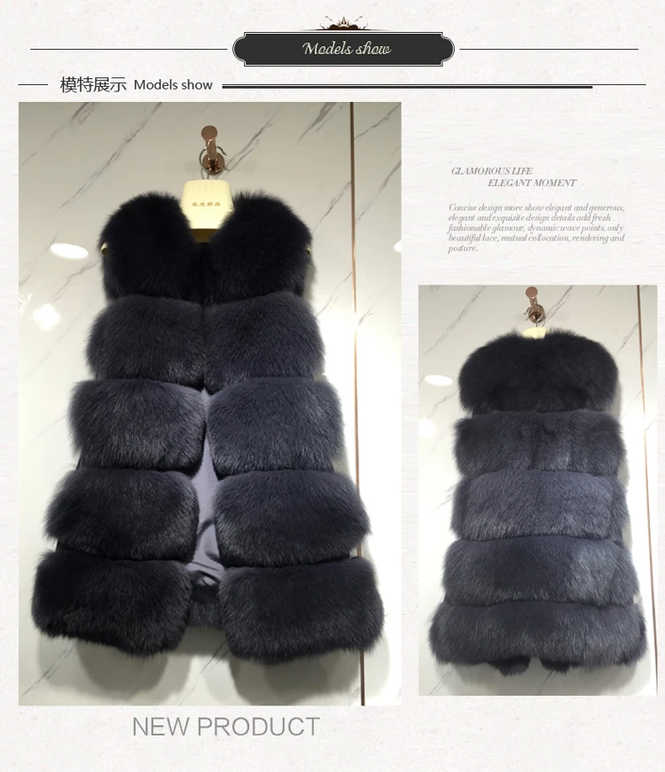 Fluffy Women Faux Fur Coats Winter Fluffy Artificial Fox Fur Long Gilet Vest Vintage Sleeveless Flurry Thick Fur Coat J197