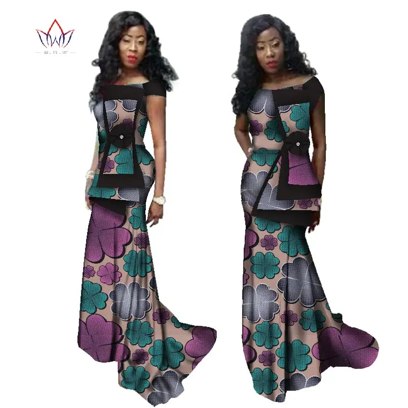 Summer Dress Maxi African Dresses for Women Off Shoulder Dresses Women Strapless Vestidos Elegant Printed Clothing Unique WY2457 - Цвет: 11