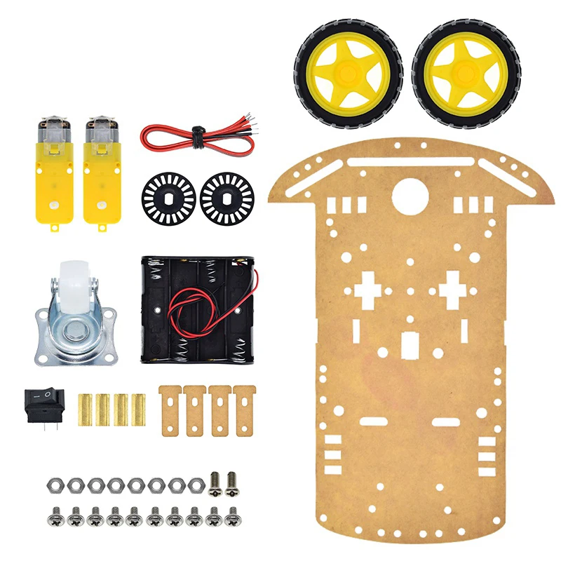 GREATZT Neues Motor-Smart-Roboterauto-Chassis-Kit mit Geschwindigkeitsencoder, Batteriekasten, 2WD für Arduino – Detail 5