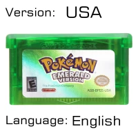 Emerald Version USA 32 бит видеоигры картридж Консоли Карты для nintendo GBA Pokeon изумруд FireRed листовой зеленый рубиновый Сапфир с блестящей этикеткой - Цвет: Emerald Version USA