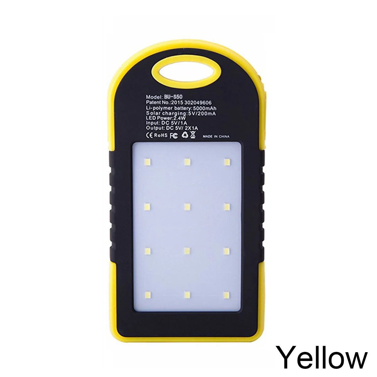 Yellow Солнечный внешний аккумулятор, двойное USB Солнечное зарядное устройство, внешний аккумулятор, светодиодный, портативный, походный светильник, зарядное устройство для смартфона - Цвет: Yellow