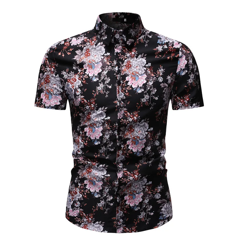 Cross Border 2019 EBay AliExpress Amazon летние новые продукты мужские модные повседневные облегающие рубашки с коротким рукавом