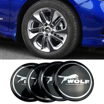 

4pcs Car Styling Wolf Logo Wheel Center Hub Cap Cover Sticker for Ford Focus MK1 MK2 MK3 Focus ST RS Wheel Car Stickers Emblem