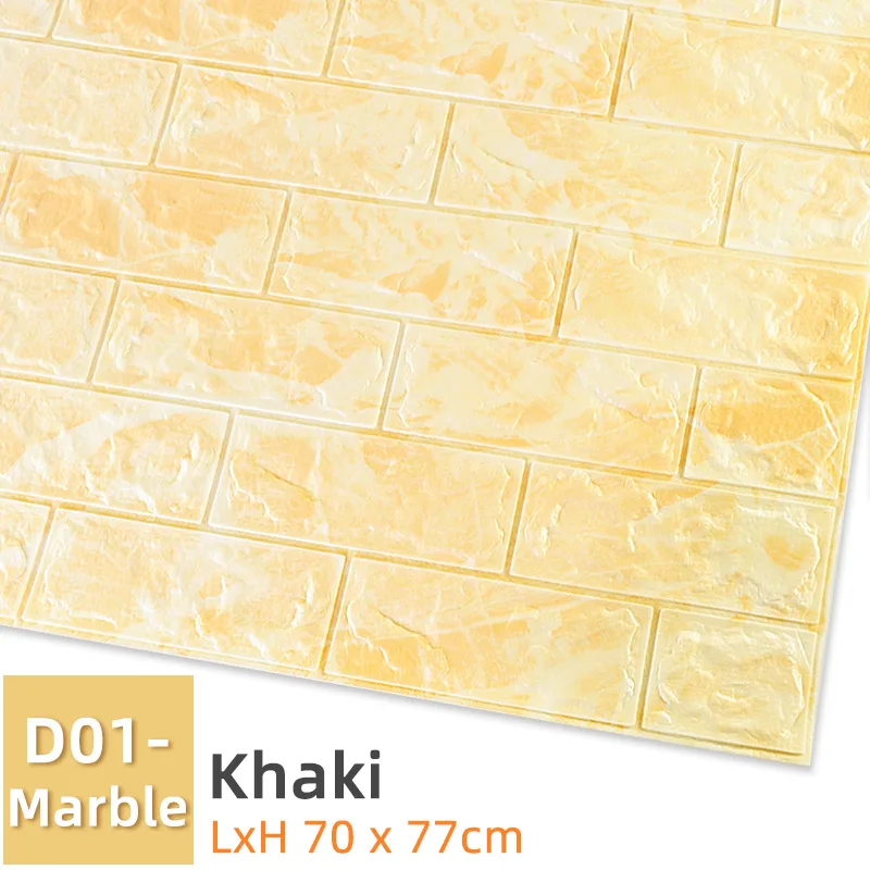 D01-Marble-Khaki Kaguyahime Самоклеящиеся 3D наклейки на стену водонепроницаемые DIY Пена кирпичная настенная бумага ТВ фон Декор мраморная настенная бумага красочный кирпич - Цвет: D01-Marble-Khaki