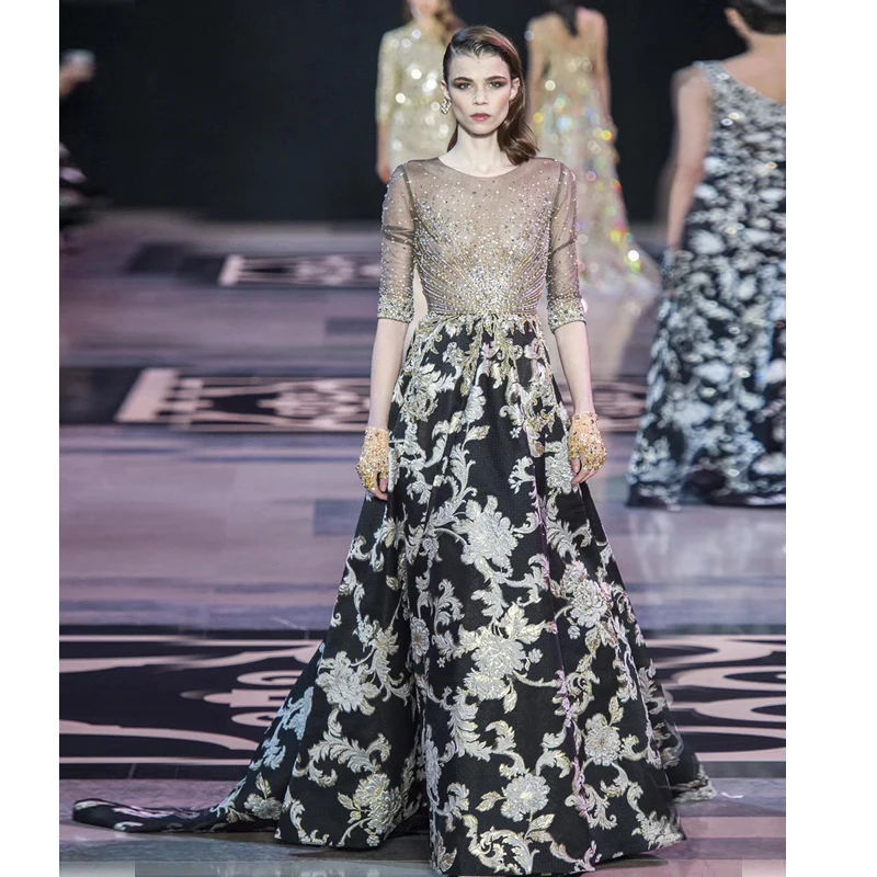 New Fashion Show Runway Sequin Long Dress Sexy Sheer Mesh with Sequin Dress Cocktail Gown Celebrity Party Dresses Vestidos