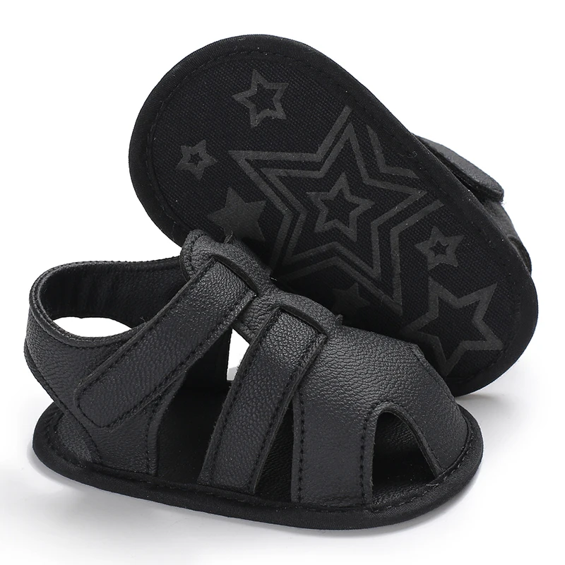 2021 NEW 0-18Months Kids Newborn Baby Boys Fashion Summer Soft Crib Shoes First Walker Anti Slip Sandals Shoes Soft Sole