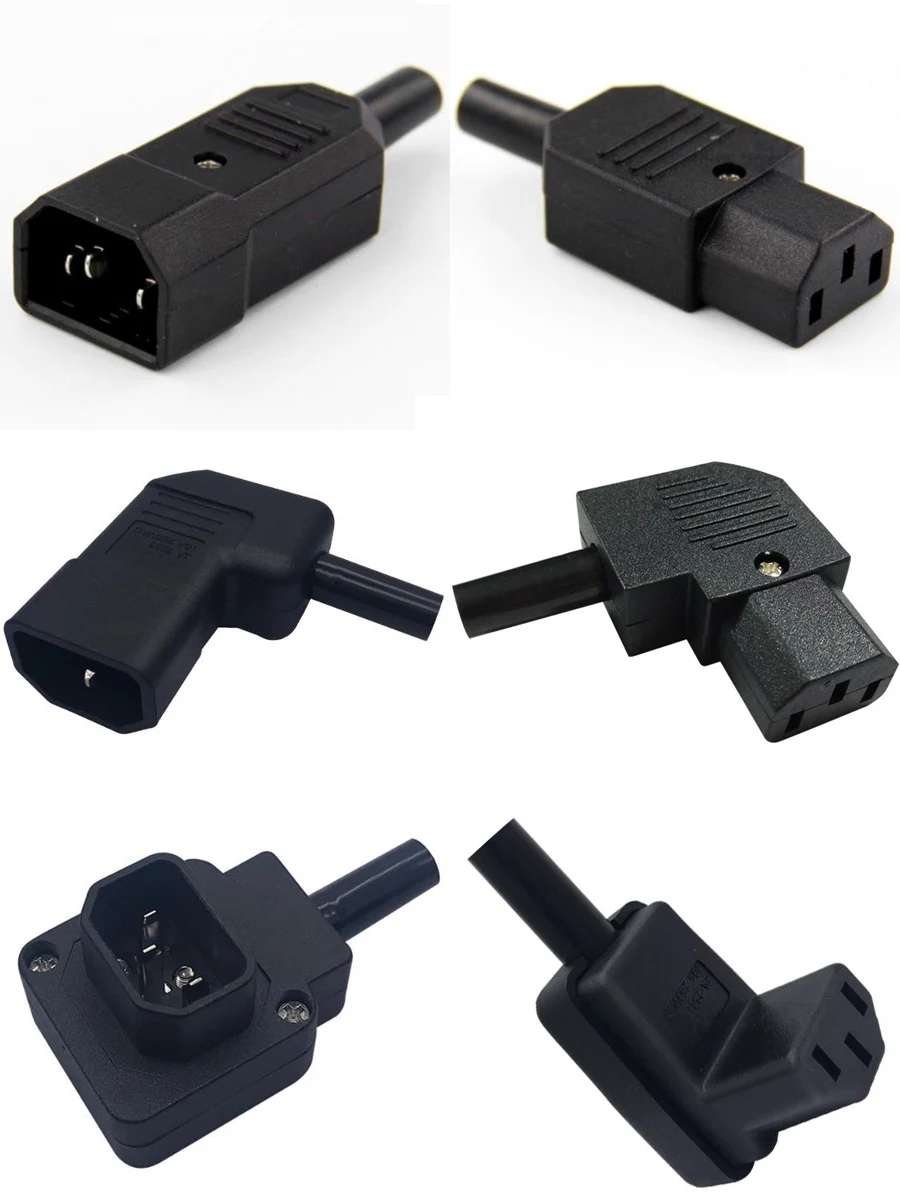 Черное колено 10A 250V IEC320 C13 / C14 шасси шнур питания переменного тока для адаптера