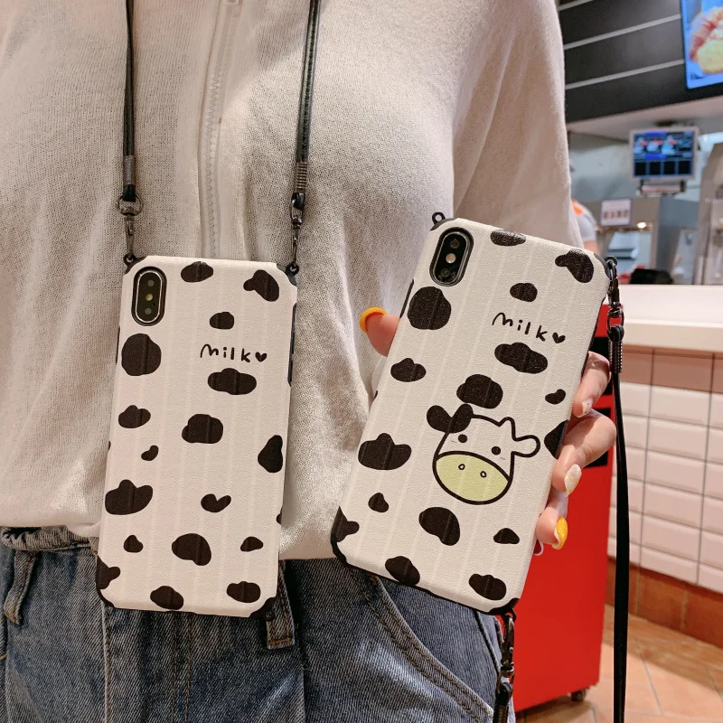 

Cute Cartoon Lanyard crossbody Phone Case for IPhone X XR XS MAX Silicone Case for Iphone7 6s 8plus Lanyard Neck Strap Cover