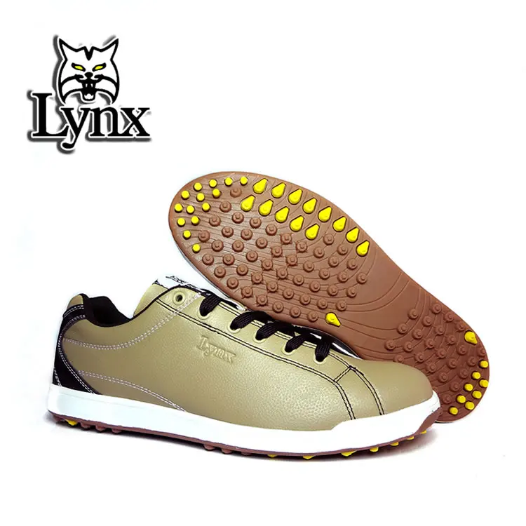 LYNX мужские профессиональное микроволокно обувь для гольфа мужские Нескользящие мягкие подошвы ультра-легкие фиксированные ногти спортивная обувь кроссовки для гольфа - Цвет: Коричневый