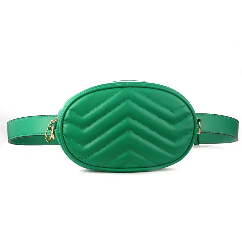 Роскошная Брендовая женская поясная сумка, новинка, высокое качество, круглая поясная сумка, Кожаная поясная сумка, нагрудная сумка, на молнии, сумка для денег - Цвет: Green