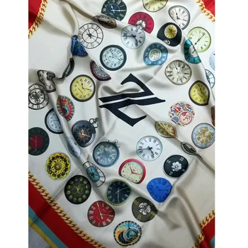 

Clocks Print 100% Twill Silk Scarf Shawl Wraps 35"x35"