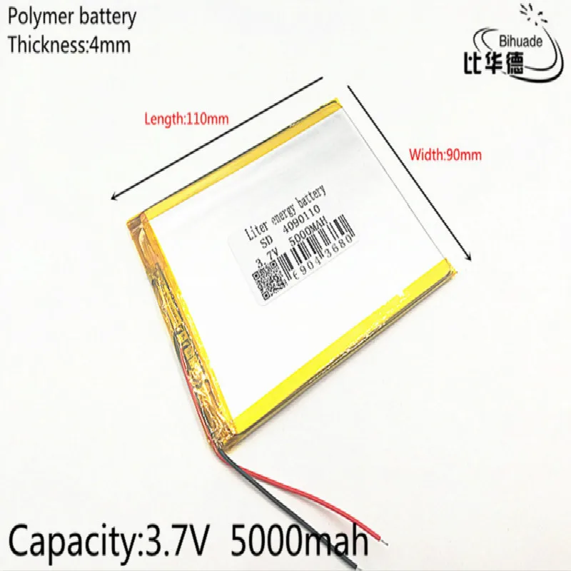 1pcs/lot 3.7V,5000mAH 4090110 (polymer lithium ion battery) Li ion