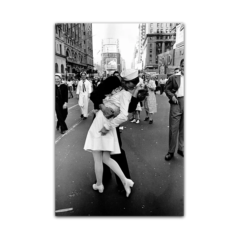 Vintage-New-York-Street-Lover-Kiss-Wall-Art-Posters-Nordic-Fashion-Figure-Painting-Black-and-White (2)