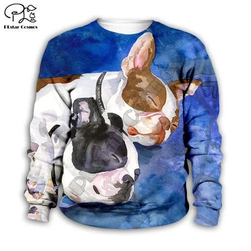 Kids sweatshirts Детские толстовки с капюшоном с объемным рисунком французского бульдога; осенний свитер для маленьких мальчиков и девочек; пуловер; куртка на молнии; штаны с принтом собаки; повседневное пальто - Цвет: Kids sweatshirts
