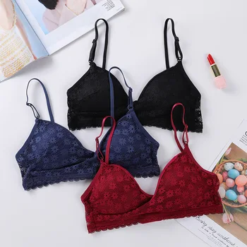 

Comfortable Lace Sexy Lingeries Floral Lace Bralette Push Up Bras for Women Sheer Bra Wireless Brassiere Comfortable Underwear