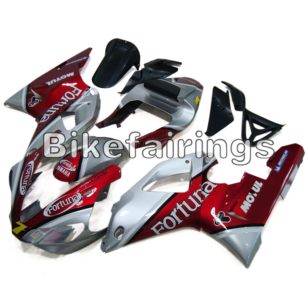 Полностью Обтекатели для Yamaha YZF1000 R1 2000 2001 YZF R1 00 01 ABS пластиковые детали для мотоцикла кузов Fortuna-глянцевый серебристый красный