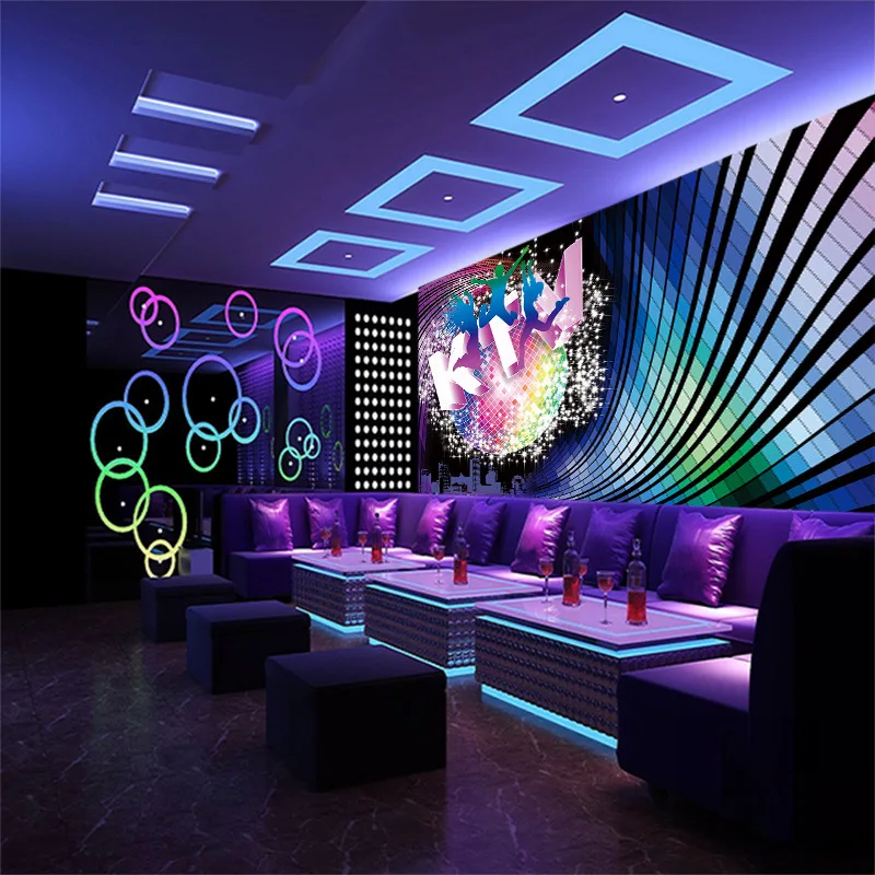 

3DCustomized mural large painting with colorful dynamic motion for box wall as background wallpaper in KTV room stage